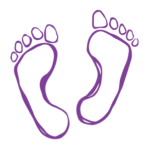 The Feet Symbol of a hand-drawn purple feet