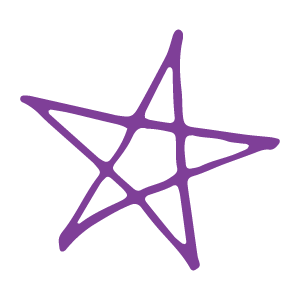 The Star Symbol of a hand-drawn purple five-point star
