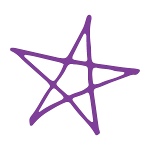 Hand drawn purple star symbol, loose sketchy line style.